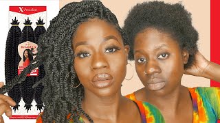 How to twist short 4 c hair using outre twisted up springy afro twist hair OutreHairTV [upl. by Suiddaht]