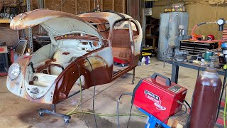 1965 VW Beetle Restoration  Fender amp Apron  Rusted Metal Repair [upl. by Atoiyanap]