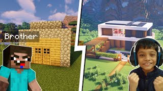 EPIC MODERN HOUSE BUILD BATTLE with my BROTHER in MINECRAFT [upl. by Nylecyoj661]