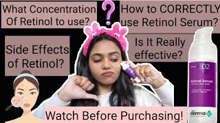 The Derma Co Retinol Serum Review Reduce Wrinkles Fine Lines Spots and Evens Skin Texture [upl. by Shama]