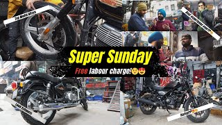 Super Sunday  Free Labour Charge😯😍🤩 Best Modifications Ever 🔥😎 sansclassicparts bikemodification [upl. by Hooge]