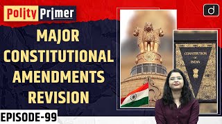 Major Constitutional Amendments  Polity Primer  Drishti IAS English [upl. by Ahsian]