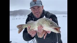 Stagecoach Reservoir ice fishing for pike and rainbow trout near Steamboat Springs Colorado [upl. by Burnett883]