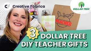 3 BudgetFriendly DIY Teacher Appreciation Gifts from Dollar Tree 🍎  Cricut Crafts [upl. by Akinit]