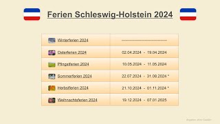 Ferien Schleswig Holstein 2024 [upl. by Beker]