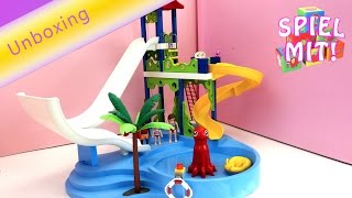 Playmobil wasserpark  Aquapark mit Rutsche Pool und Spielplatz 6669 [upl. by Rhetta]