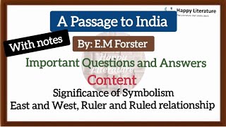 A Passage to India important questions and answers HappyLiterature [upl. by Zzabahs176]