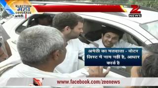 In a first Rahul Gandhi heckled outside Amethi poll booths [upl. by Hinman276]