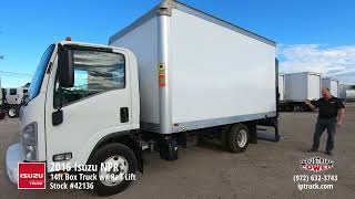 2016 Isuzu NPR 14ft Box Truck with Rail Lift  For Sale  IP Truck 42136 [upl. by Annaegroeg909]