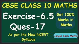 Class 10 Maths Ex 65 Ques 17 Full Solution CBSE NCERT Jangid Saab Maths Narendra Jangid [upl. by Patrice849]