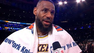 LeBron James Wearing a Knicks TOWEL in his Postgame Interview 👀 [upl. by Gilson812]