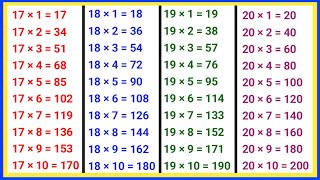 Multiplication Tables 1 to 20 [upl. by Lissa]