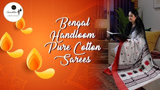 Bengal Handloom Pure Cotton Sarees  Pure Cotton Sarees  COD Available  Sanchita [upl. by Zipah166]