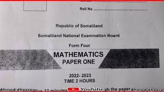 SOMALILAND EXAM OF MATHS2023 PART2 [upl. by Dominica]