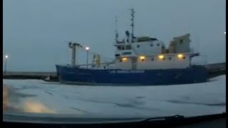 Car Drifting Around Boats on Frozen Lake Gimli MB [upl. by Leamiba95]