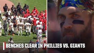 BENCHES CLEAR in Phillies vs Giants after Kyle Harrison clipped Bryce Harper twice 😳  ESPN MLB [upl. by Beryl]