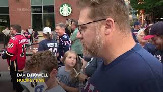 Johnny Gaudreau candlelight vigil in Columbus Blue Jackets fans players remember former BC star [upl. by Leelah735]