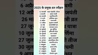 2025 के सारे व्रतत्यौहारtrendingshorts shorts 2024 hindufestival viralshort motivation yt [upl. by Gerardo900]