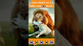 Lion attack on a baby cow 😭 cow lion animals animalbattle motherslove [upl. by Brodie]