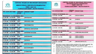 Class 12 Date Sheet Class 10 date sheet Term 1 CBSE Board Exams 2022 🔥 [upl. by Chapnick]