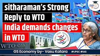 Indias Vision for a Progressive WTO Insights from Nirmala Sitharaman  StudyIQ IAS  UPSC [upl. by Gluck]