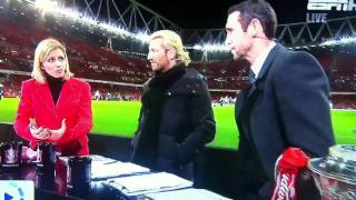 Martin keown gets hit in the head live Espn [upl. by Aserat]