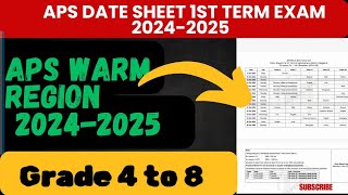 Aps date sheet 1st term 2024  Grade 4 to 8 apsacs date sheet warm regioncentralised based [upl. by Nitnilc]