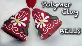 How to make an easy Christmas decorations Polymer clay bell tutorial [upl. by Gnort]