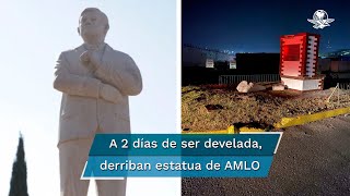 Estatua de AMLO en Atlacomulco inicia el 2022 en el piso y sin cabeza [upl. by Kirchner]