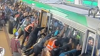 Man freed from train gap in Australia as passengers get out and push [upl. by Siver]