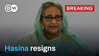 Bangladesh PM Sheikh Hasina flees Dhaka protesters storm palace  DW News [upl. by Inele457]