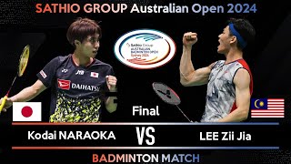 FINAL  Kodai NARAOKA JPN vs LEE Zii Jia MAS  Australian Open 2024 Badminton [upl. by Gasparo791]