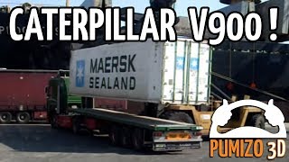 Caterpillar V900 unloading a reefer container [upl. by Neelsaj]