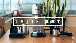 Latte Art Practice with Delonghi Dedica EC685 [upl. by Anamor]