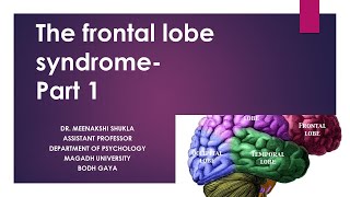 The Frontal Lobe Syndrome Part 1 अग्रपालि सिंड्रोम भाग 1 [upl. by Sontich]