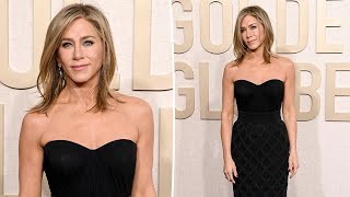 The Rachel haircut is returned by Jennifer Aniston at the Golden Globes 2024 red carpet [upl. by Eeladnerb745]