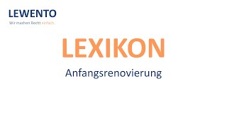 Lexikon Anfangsrenovierung [upl. by Hsihsa]