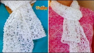 Bufanda Lujosa de Encaje  Lace Scarf Knitting  Paso a Paso 2 agujaspalitostricot 485 [upl. by Harli]