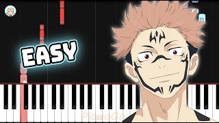 full Jujutsu Kaisen OP  quotKaikai Kitanquot  EASY Piano Tutorial amp Sheet Music [upl. by Aimehs]