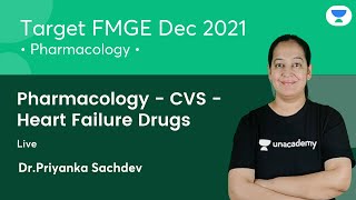 Pharmacology  CVS  Heart Failure Drugs  FMGE Dec21  Lets crack NEET PG  Dr Priyanka Sachdev [upl. by Eadnus]