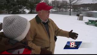 Christmas Trees serve as warning to snowmobilers on Maine lake [upl. by Meyer]