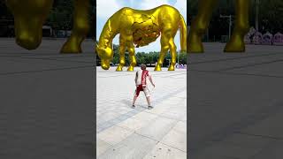 Boys playing football unlock the golden and jade horse statue in the square [upl. by Roanna]