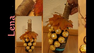 Flasche als Geschenk einpacken 🎁 DIY Ferrero Rocher Trauben 🎁 Ferrero Bottle Chocolate Grapes gift [upl. by Ellita]