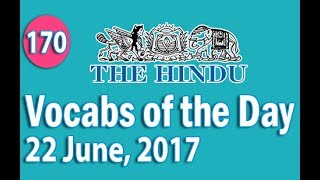 Daily The Hindu Vocabulary 22 June 2017  Learn 10 New Words with Tricks  Day170 [upl. by Llennej]