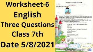 Worksheet 6 English class 7 5821  English class 7  English worksheet 6 [upl. by Hungarian]