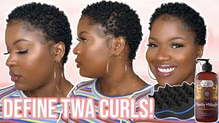 HOW TO DEFINE SHORT NATURAL CURLS ON A TWA  SHINY MOISTURIZED CURLS NATURAL HAIR TUTORIAL TYPE 4 [upl. by Halyak559]