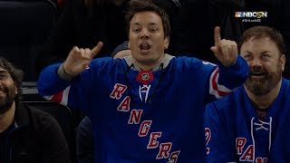 Jimmy Fallon shows off some moves at the Rangers game [upl. by Jessa]