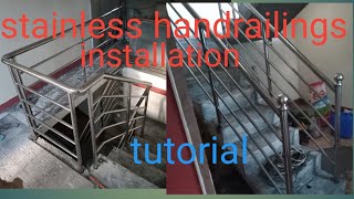 paano gumawa ng stainless na handrailing how to install stainless handrailings by backyard welder [upl. by Nnahteb]