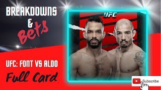 UFC FIGHT NIGHT JOSE ALDO VS ROB FONT  FULL CARD BREAKDOWN  PREDICTIONS  AND BETS [upl. by Ardnoid]