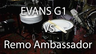 Evans G1 coated vs Remo Ambassador on Snare [upl. by Dow208]